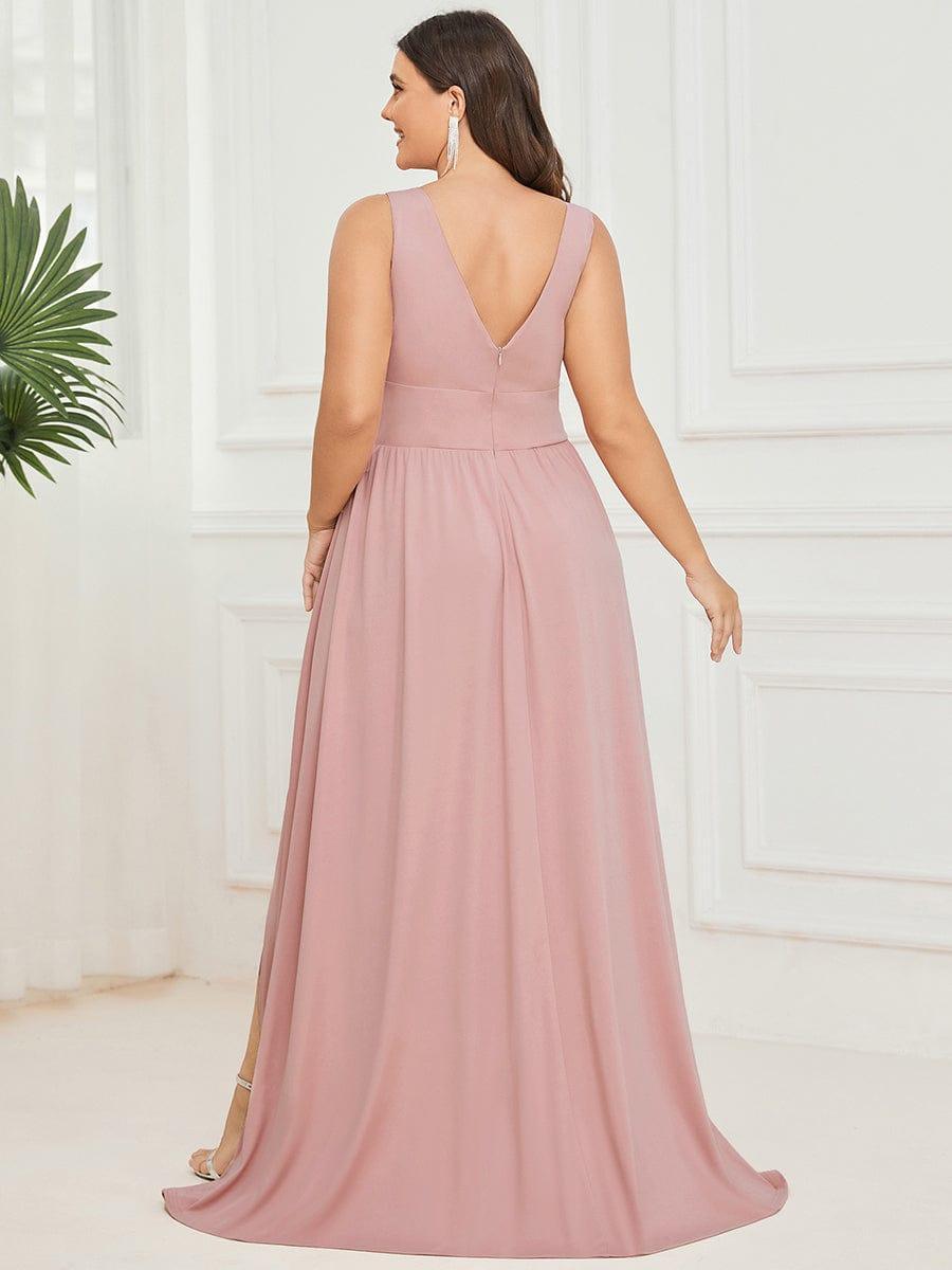 ever SORAYA|V-Neck High Slit Empire Waist Evening Dress(Final Sale)