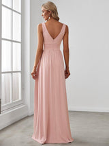 ever SORAYA|V-Neck High Slit Empire Waist Evening Dress(Final Sale)