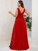 ever SORAYA|V-Neck High Slit Empire Waist Evening Dress(Final Sale)