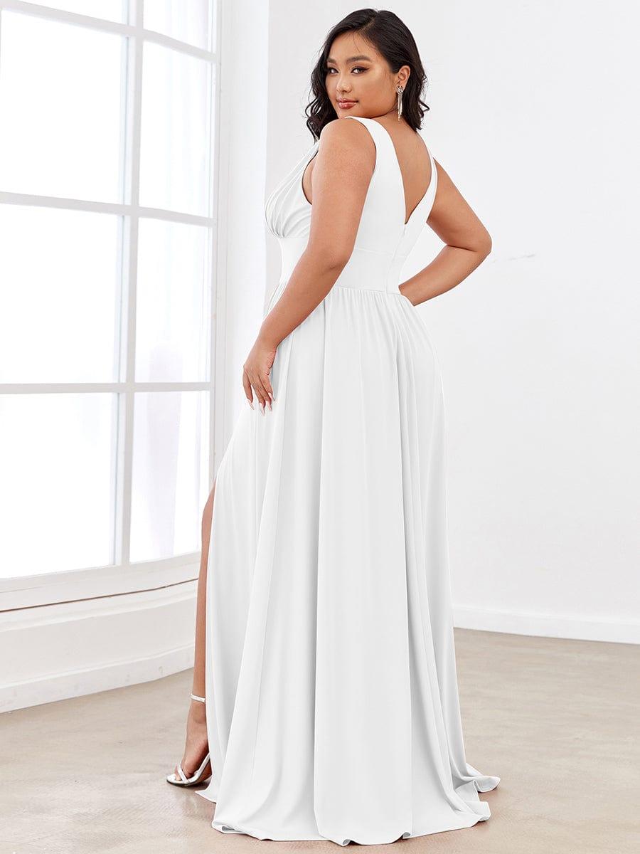 ever SORAYA|V-Neck High Slit Empire Waist Evening Dress(Final Sale)
