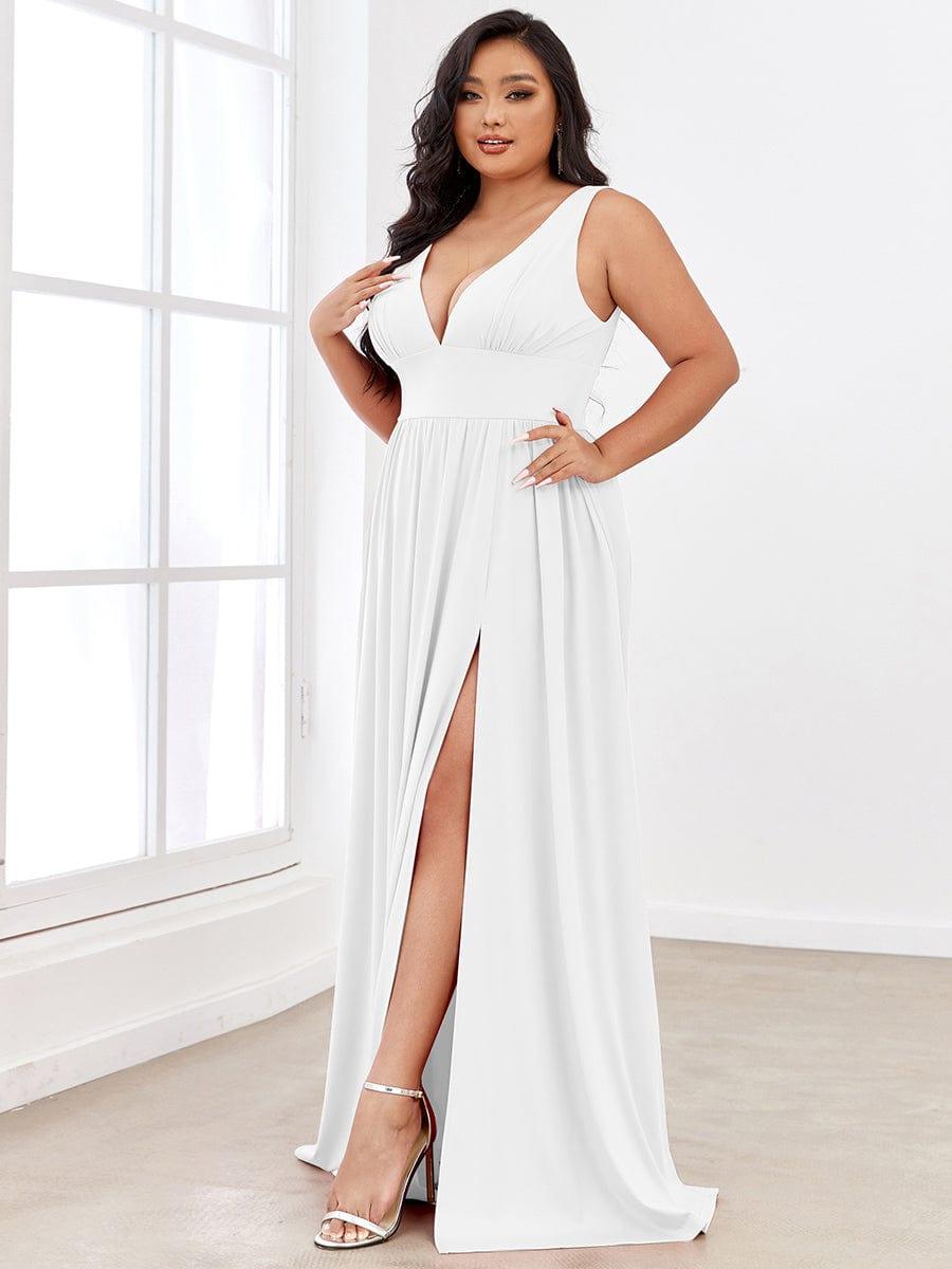 ever SORAYA|V-Neck High Slit Empire Waist Evening Dress(Final Sale)