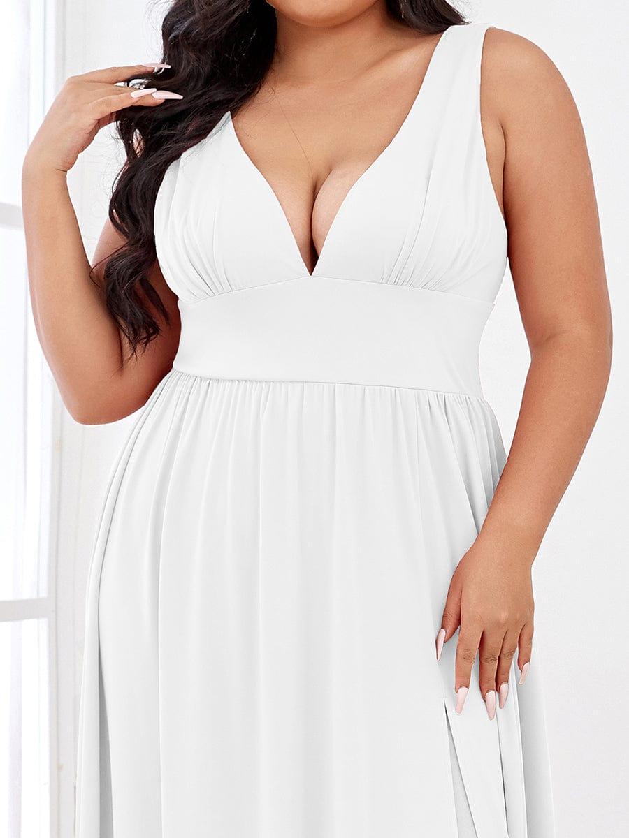 ever SORAYA|V-Neck High Slit Empire Waist Evening Dress(Final Sale)