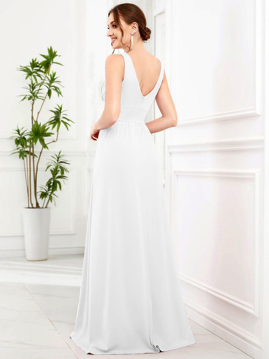 ever SORAYA|V-Neck High Slit Empire Waist Evening Dress(Final Sale)