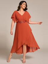 ever LILAS|Waist Applique A-Line Chiffon V-Neck Evening Dress(Final Sale)