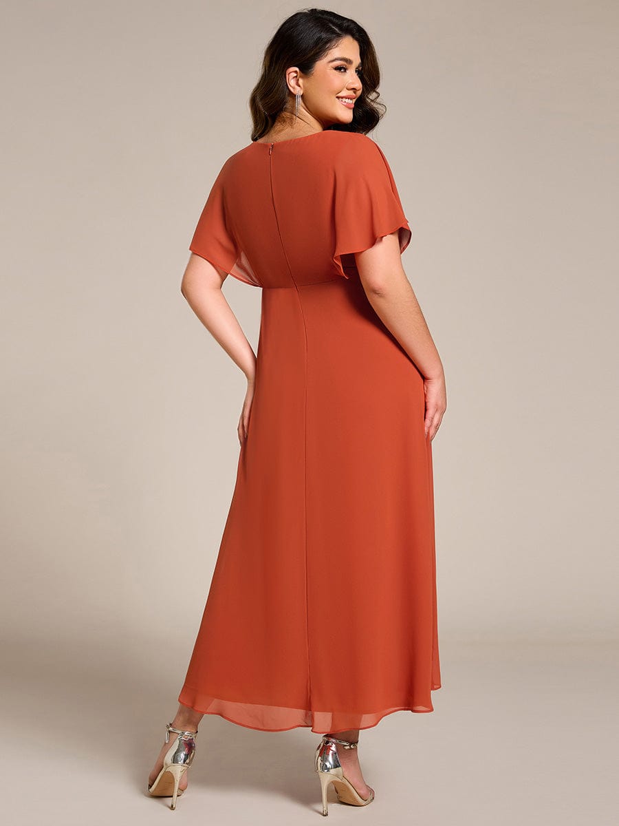 ever LILAS|Waist Applique A-Line Chiffon V-Neck Evening Dress(Final Sale)
