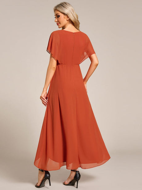 ever LILAS|Waist Applique A-Line Chiffon V-Neck Evening Dress(Final Sale)