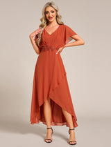 ever LILAS|Waist Applique A-Line Chiffon V-Neck Evening Dress(Final Sale)