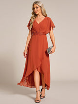 ever LILAS|Waist Applique A-Line Chiffon V-Neck Evening Dress(Final Sale)