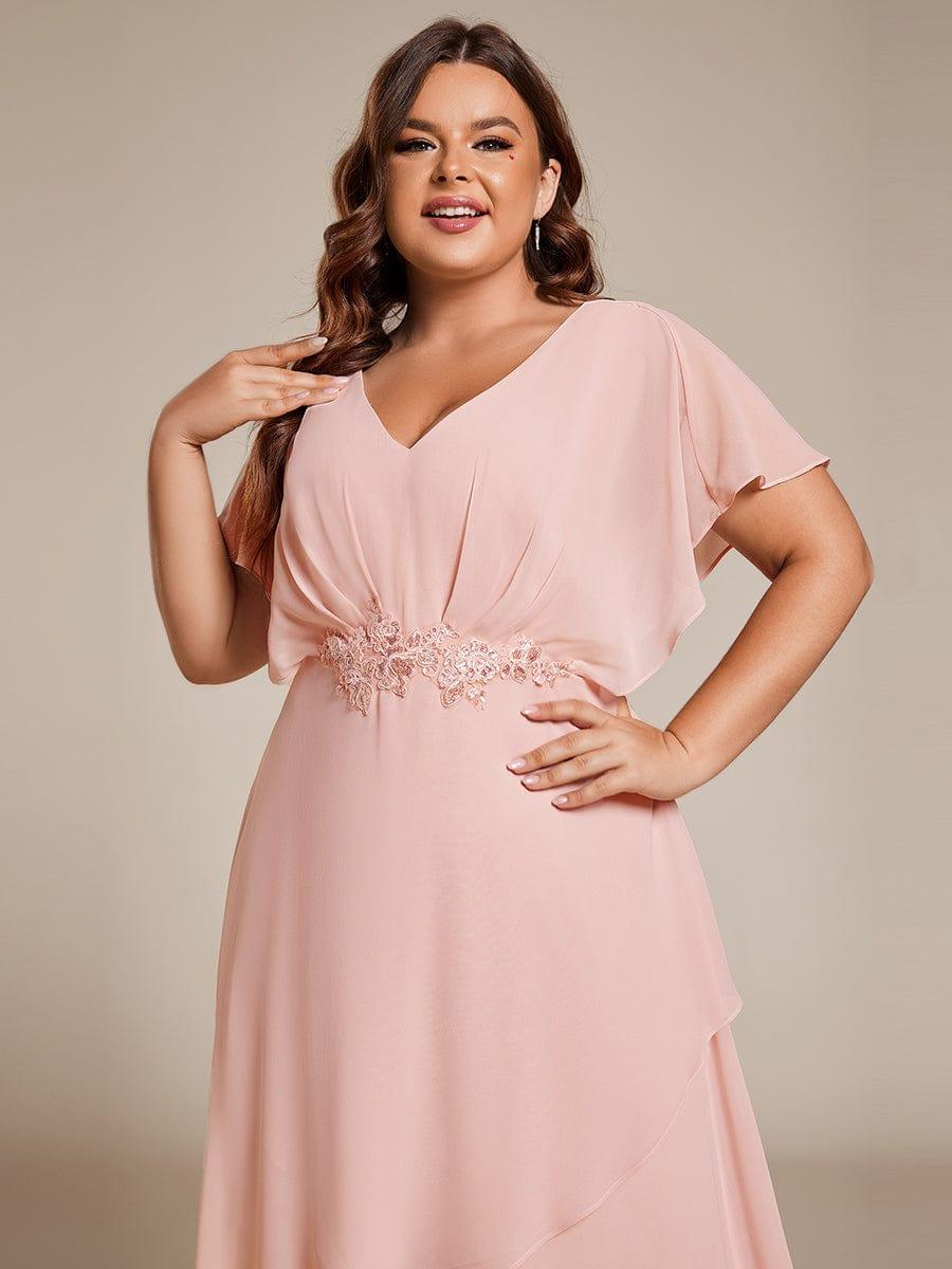 ever LILAS|Waist Applique A-Line Chiffon V-Neck Evening Dress(Final Sale)