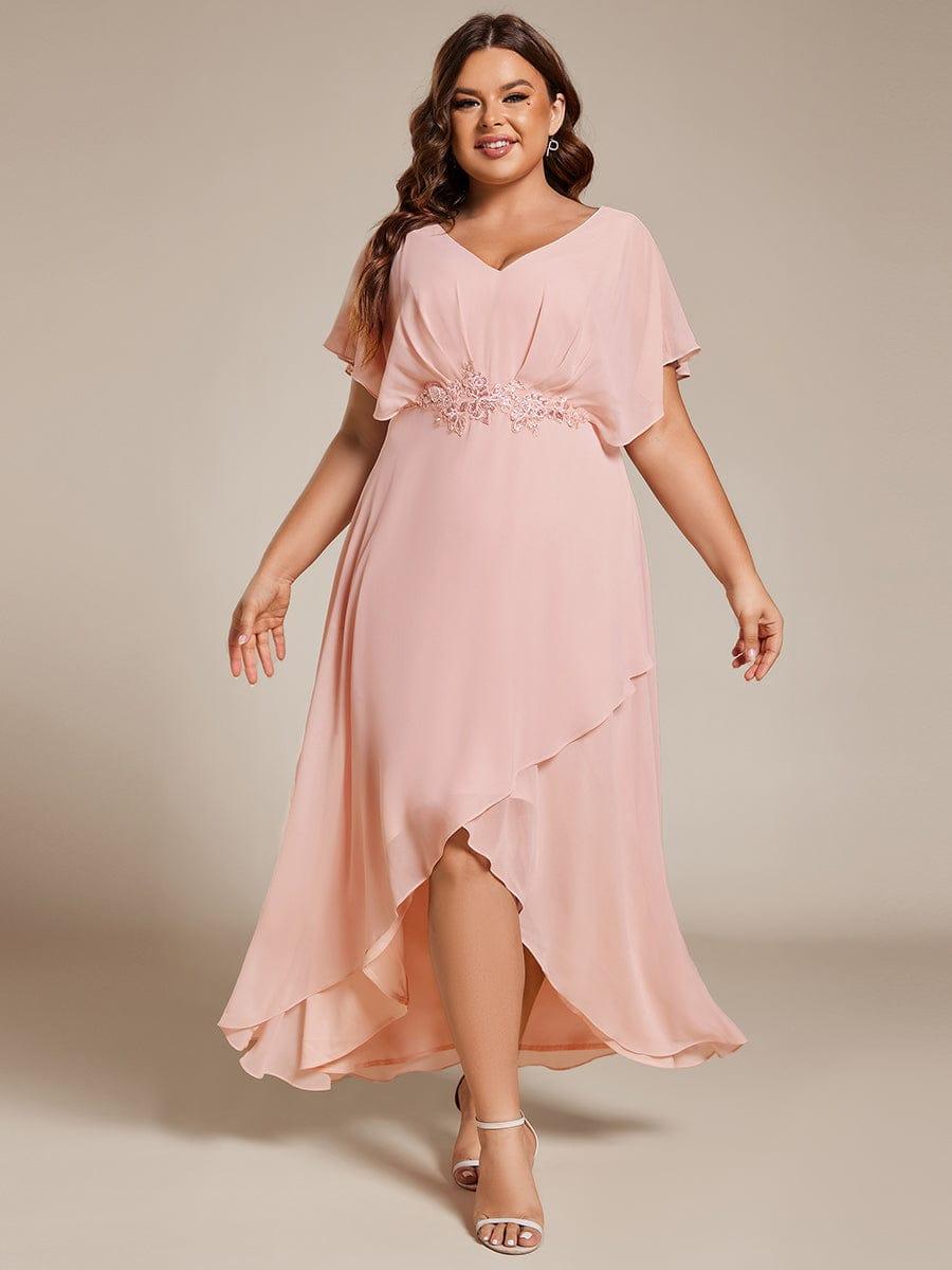 ever LILAS|Waist Applique A-Line Chiffon V-Neck Evening Dress(Final Sale)