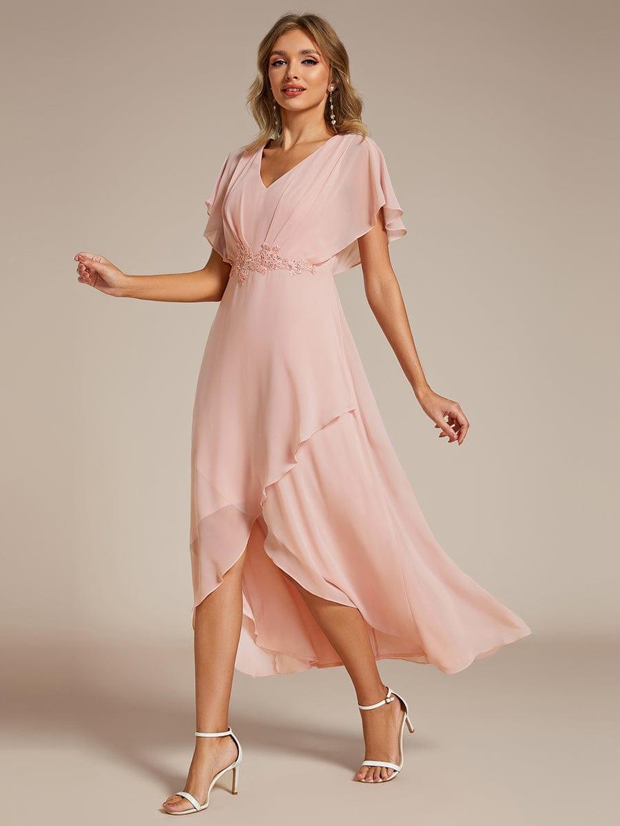 ever LILAS|Waist Applique A-Line Chiffon V-Neck Evening Dress(Final Sale)