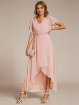 ever LILAS|Waist Applique A-Line Chiffon V-Neck Evening Dress(Final Sale)