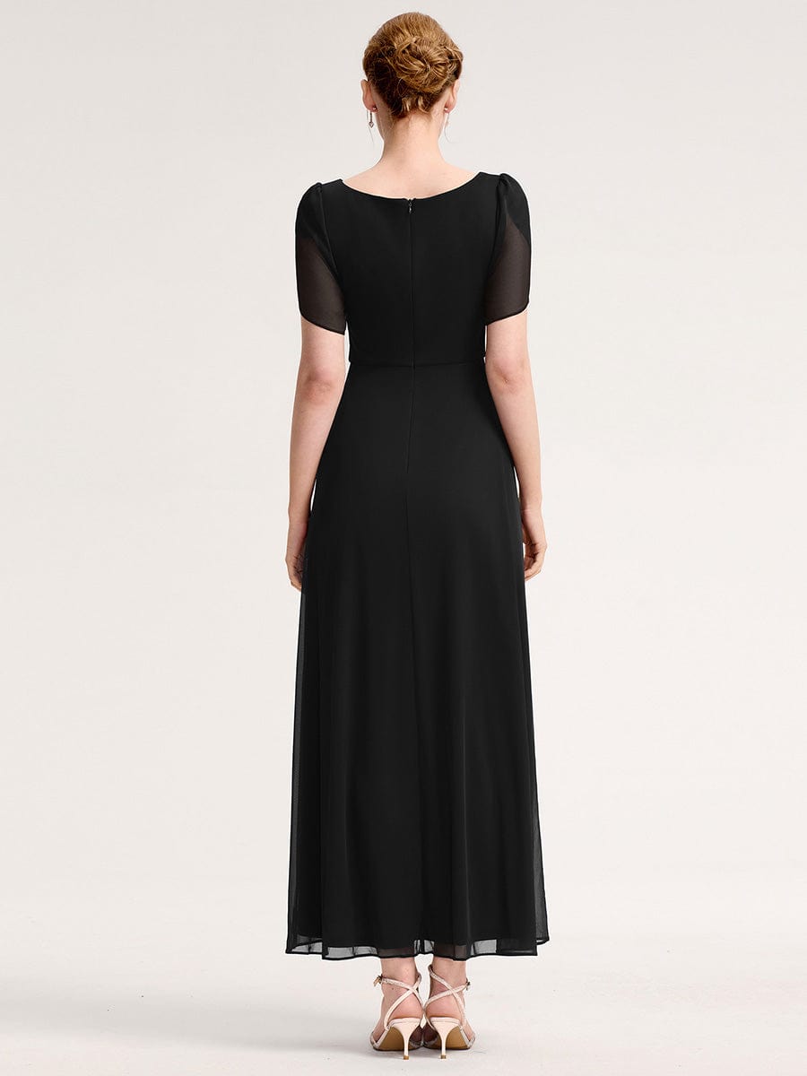 ever NOAH|Rhinestone Embellished Chiffon Ruffle Sleeve Mother of the Bride Dress