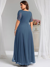 ever NOAH|Rhinestone Embellished Chiffon Ruffle Sleeve Mother of the Bride Dress