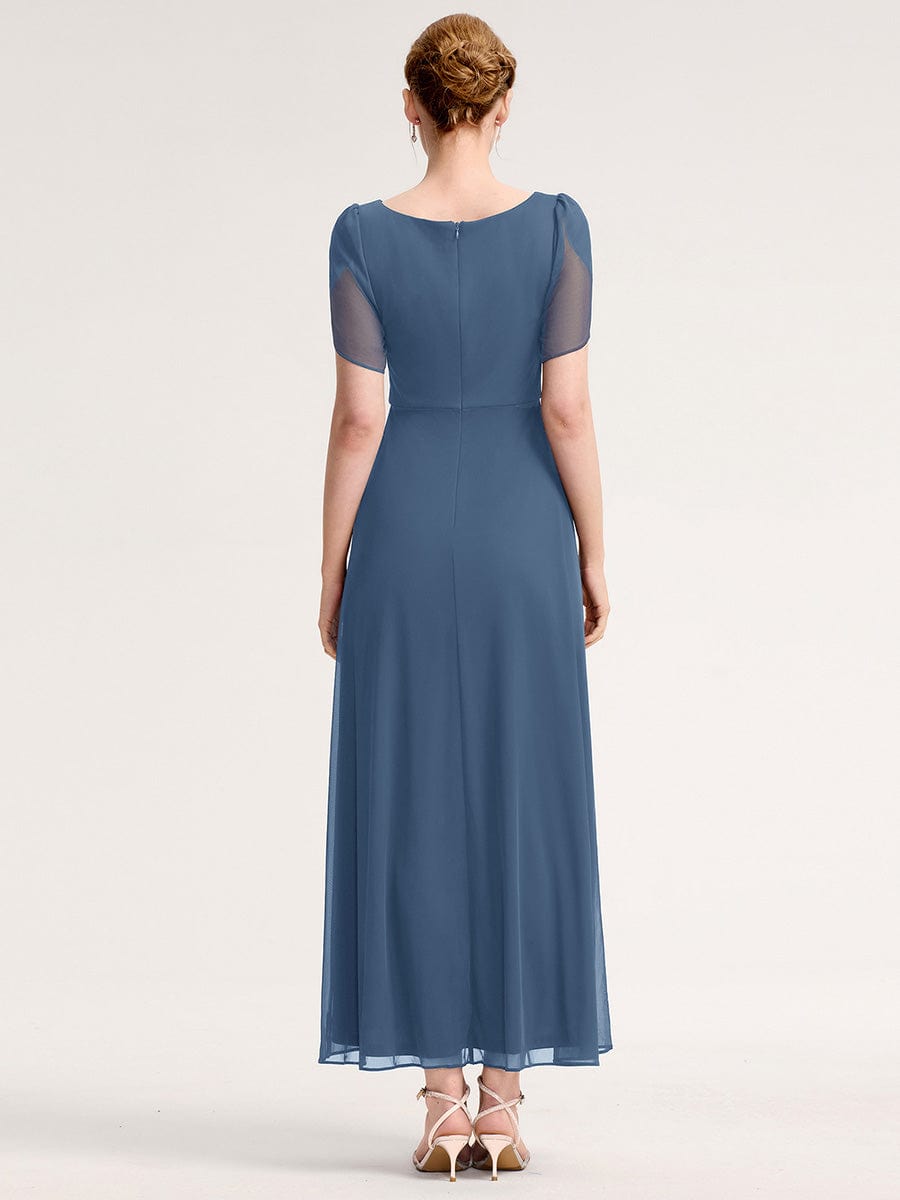 ever NOAH|Rhinestone Embellished Chiffon Ruffle Sleeve Mother of the Bride Dress