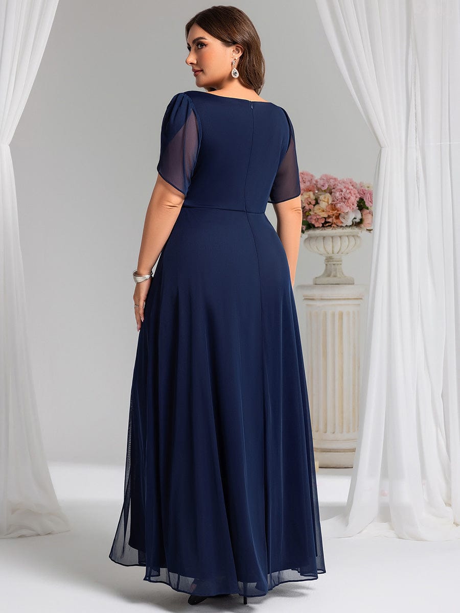 ever NOAH|Rhinestone Embellished Chiffon Ruffle Sleeve Mother of the Bride Dress