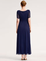 ever NOAH|Rhinestone Embellished Chiffon Ruffle Sleeve Mother of the Bride Dress
