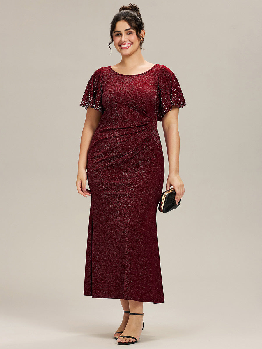 Plus Size Beaded Knit Evening Dress