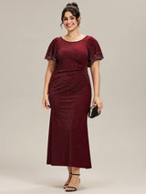 Plus Size Beaded Knit Evening Dress