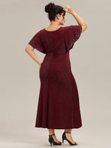 Plus Size Beaded Knit Evening Dress