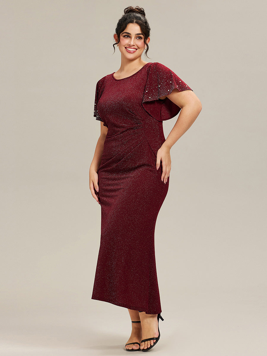 Plus Size Beaded Knit Evening Dress