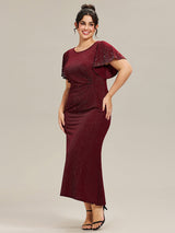 Plus Size Beaded Knit Evening Dress