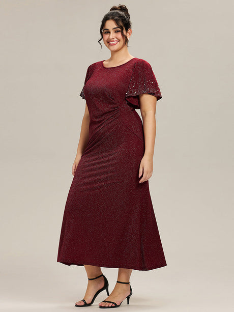 Plus Size Beaded Knit Evening Dress