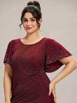 Plus Size Beaded Knit Evening Dress