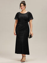 Plus Size Beaded Knit Evening Dress