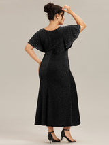 Plus Size Beaded Knit Evening Dress