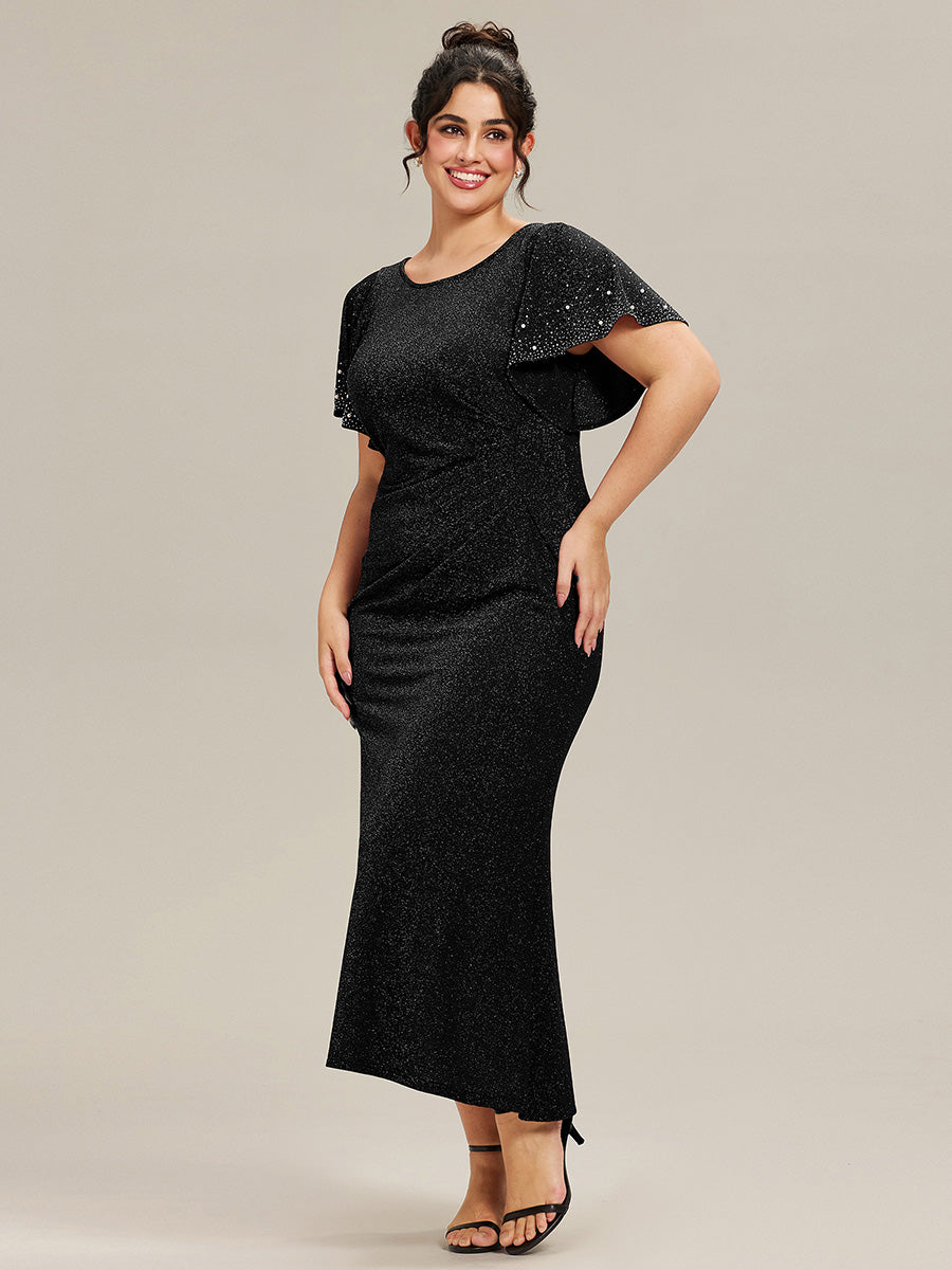Plus Size Beaded Knit Evening Dress