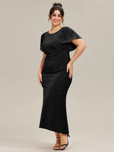 Plus Size Beaded Knit Evening Dress