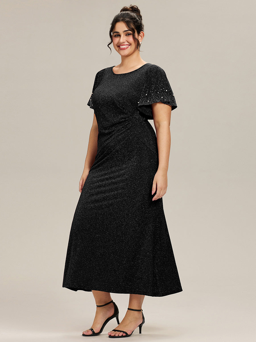 Plus Size Beaded Knit Evening Dress