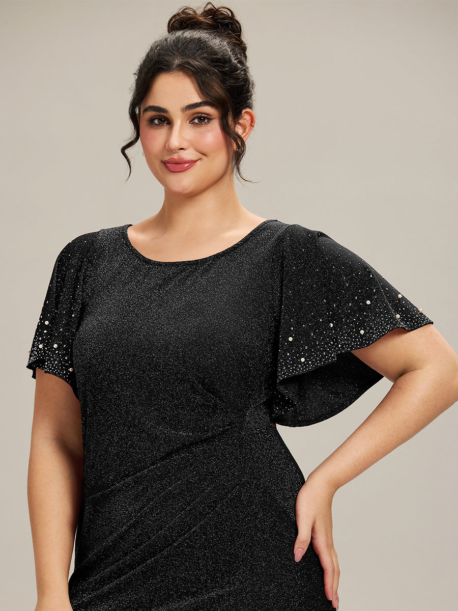 Plus Size Beaded Knit Evening Dress