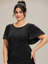Plus Size Beaded Knit Evening Dress