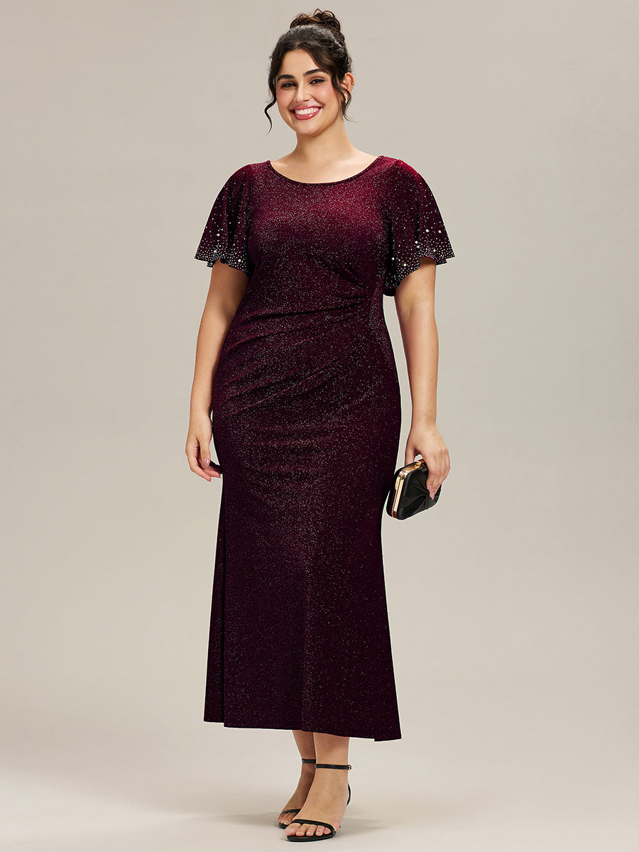 Plus Size Beaded Knit Evening Dress