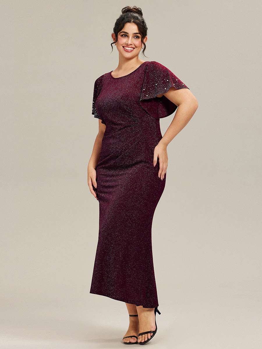 Plus Size Beaded Knit Evening Dress