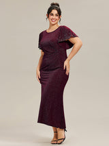 Plus Size Beaded Knit Evening Dress