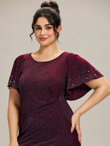 Plus Size Beaded Knit Evening Dress