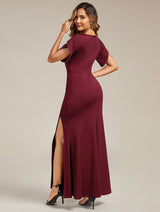 Thigh-High Slit Tulip Sleeve Evening Dress
