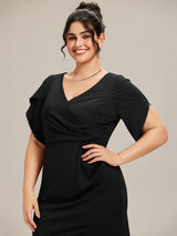 Thigh-High Slit Tulip Sleeve Evening Dress