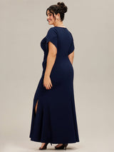 Thigh-High Slit Tulip Sleeve Evening Dress