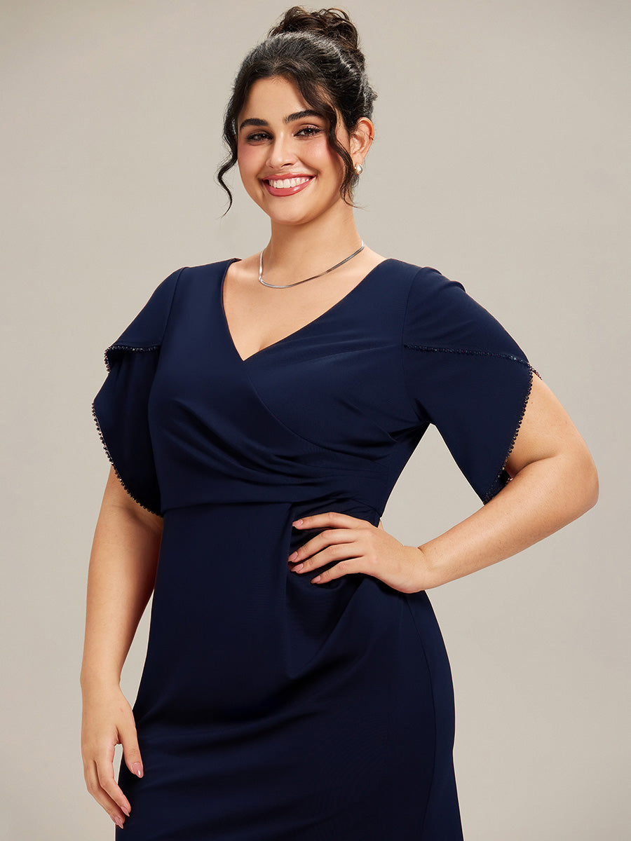 Thigh-High Slit Tulip Sleeve Evening Dress