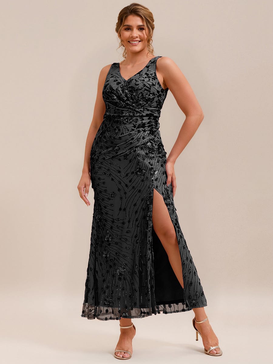 Ruched Sequin Bodycon Evening Dress
