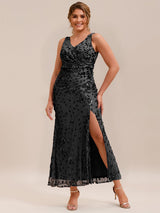 Ruched Sequin Bodycon Evening Dress