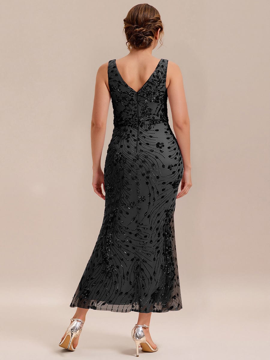 Ruched Sequin Bodycon Evening Dress