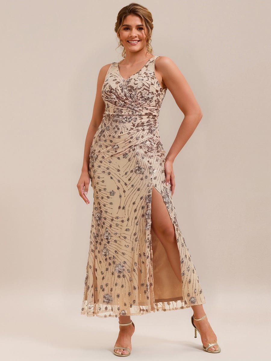Ruched Sequin Bodycon Evening Dress