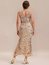 Ruched Sequin Bodycon Evening Dress