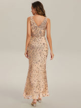 Ruched Sequin Bodycon Evening Dress