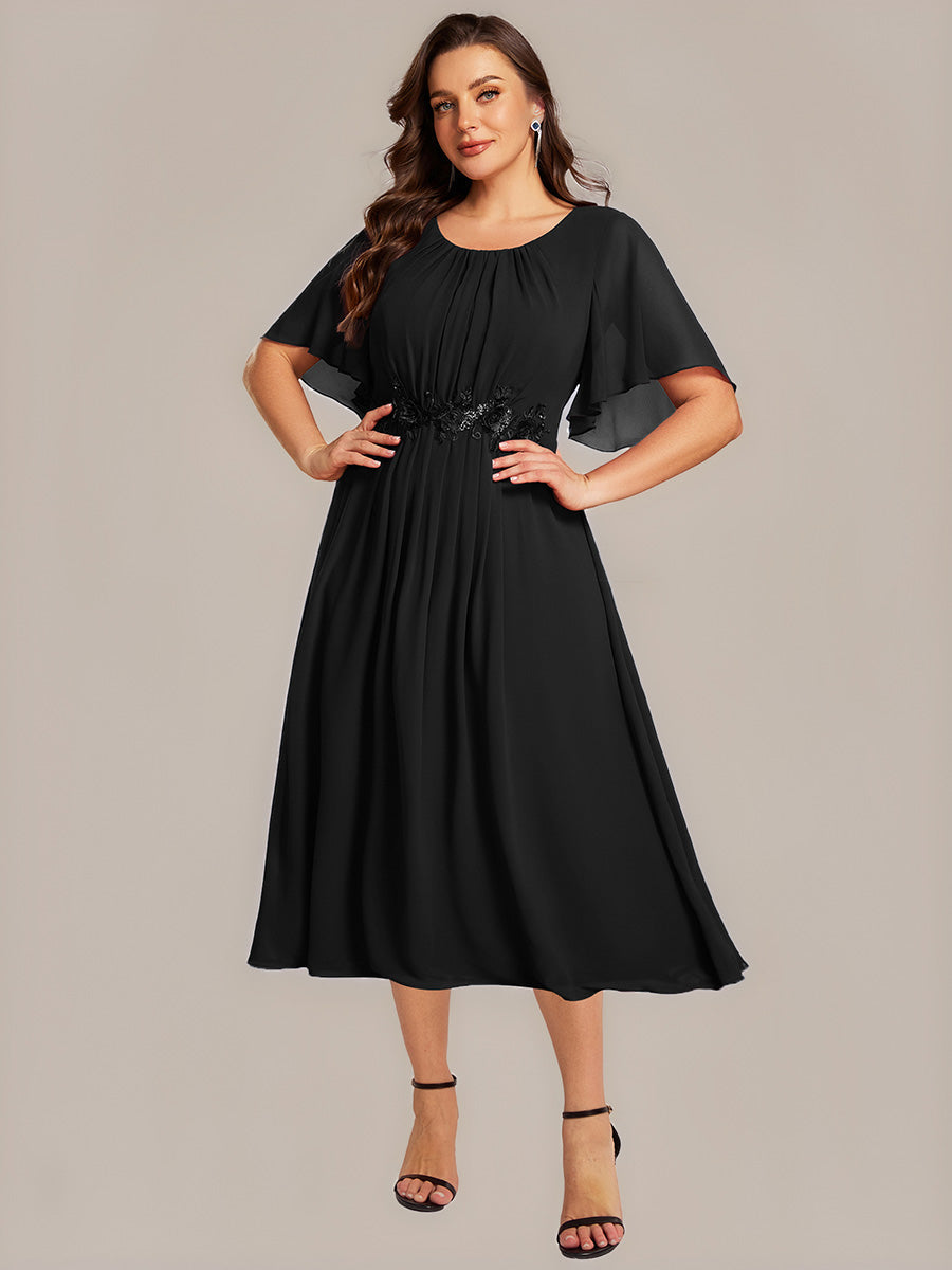 ever PORTIA|Applique Chiffon Ruffle Sleeve Evening Dress